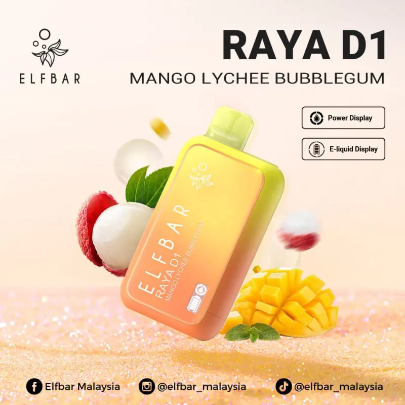 Elfbar Raya D1 Mango Lychee Bubblegum