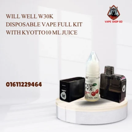 Will Well W30K Disposable Vape Full Kit With Kyotto10 ML Juice